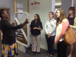 Jakobina talking to students after a brief tour of the technical services department at UNAM library